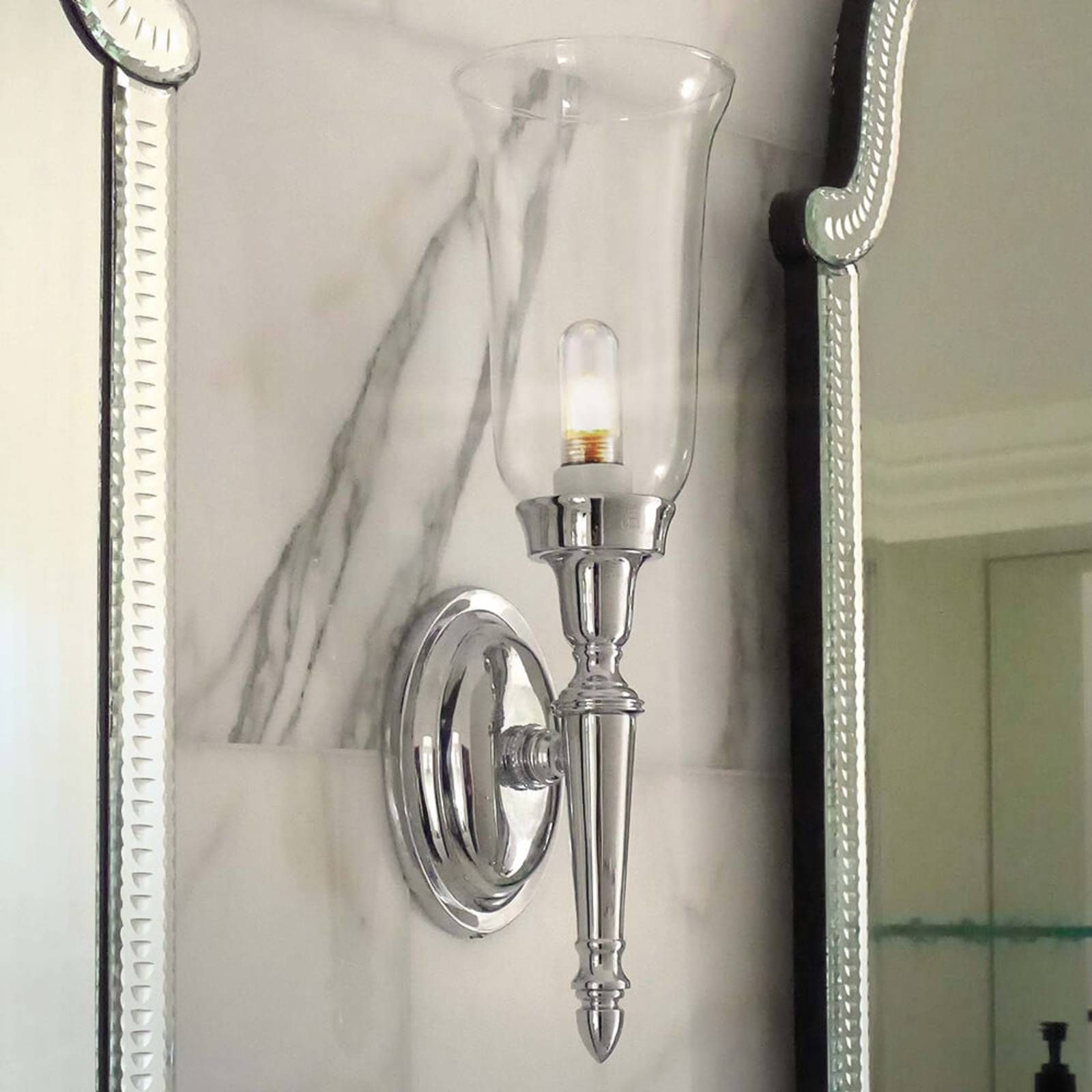 Elstead Pôvabné zrkadlové svietidlo DRYDEN, Kúpeľňa, kov, sklo, G9, 40W, L: 12 cm, K: 41cm