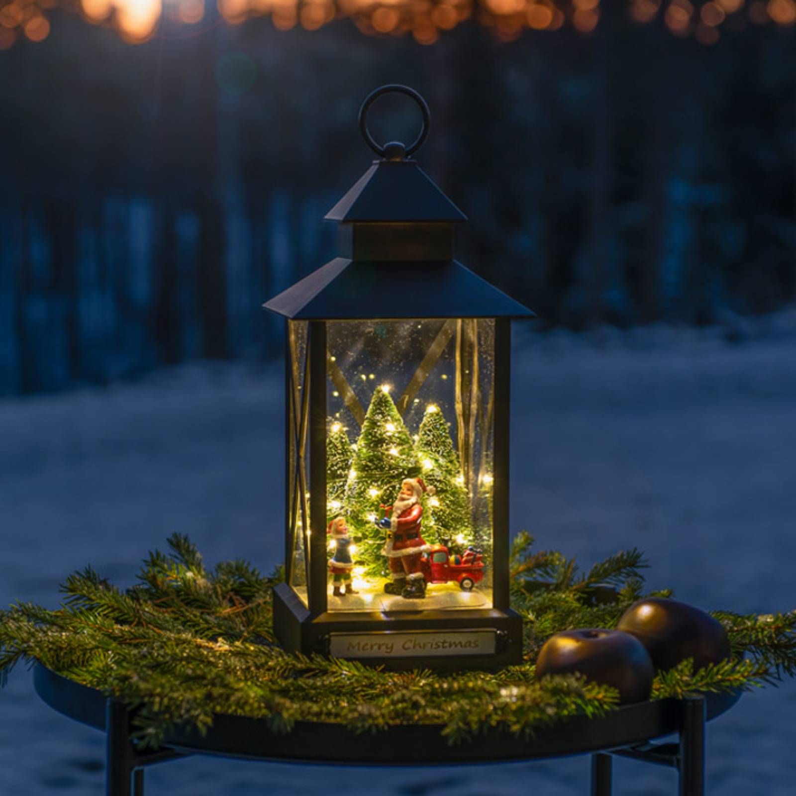 Konstsmide Christmas Dekoračná LED lucerna Mikuláš čierna IP44 32 cm, plast, 0.1W, L: 15 cm, K: 32cm