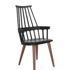 Kartell - Stolička Comback Wooden Legs, čierna/dubová