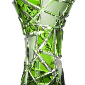 Krištáľová váza Mars, farba zelená, výška 155 mm