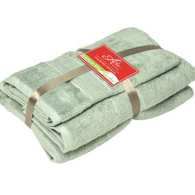 2 SET ÁČKO BAMBOO Olivovo zelená | Uterák 50x100, veľká osuška 100x150