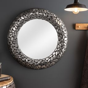 Estila Art-deco kruhové nástenné zrkadlo Riverstone v striebornej farbe 82cm