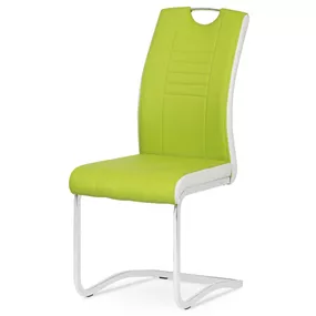 Autronic Jedálenská stolička, koženka zelená, biele boky, chróm DCL-406 LIM