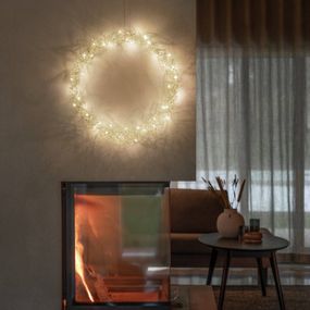 Konstsmide Christmas Kovový LED veniec IP20 striebro Ø 45 cm oplet drôt, oceľ