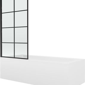 MEXEN/S - Vega obdĺžniková vaňa 180 x 80 cm s panelom + vaňová zástena 80 cm, čierna vzor 550118080X9308017077