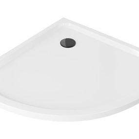 MEXEN/S - Flat sprchová vanička štvrťkruhová slim 90 x 90 cm, biela + čierny sifón 41109090B