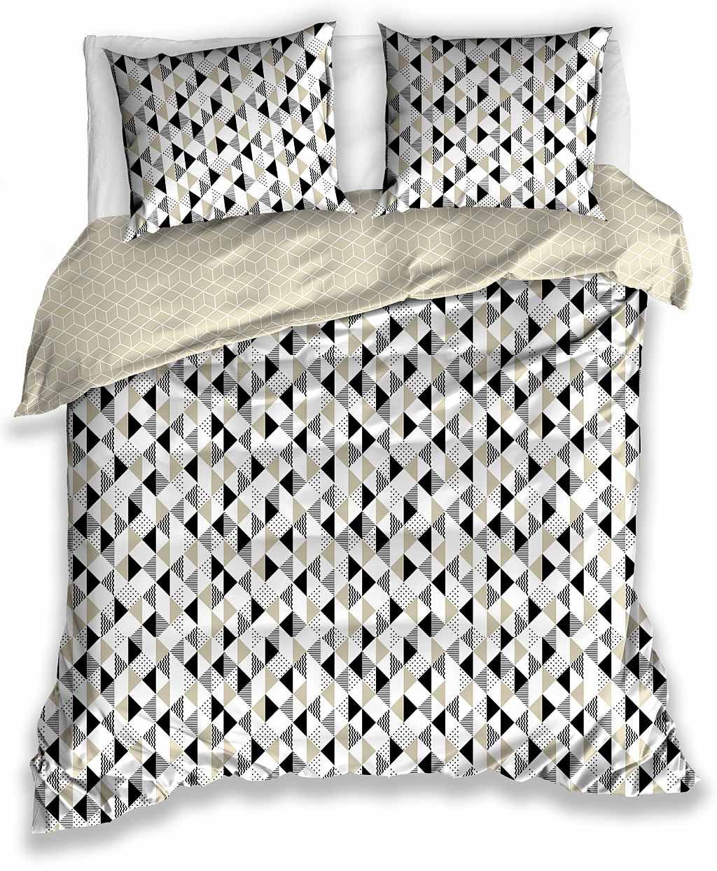 DomTextilu Obojstranné béžové bavlnené posteľné obliečky s geometrickými tvarmi 3 časti: 1ks 200x220 + 2ks 70 cmx80 Béžová 70 x 80 cm 39792-183656