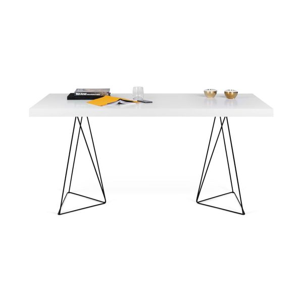 Biely jedálenský stôl s kovovými nohami TemaHome Trestle, 90 × 160 cm
