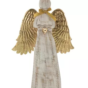 Drevený anjel zo zlatými kriedly - 31*46*2cm