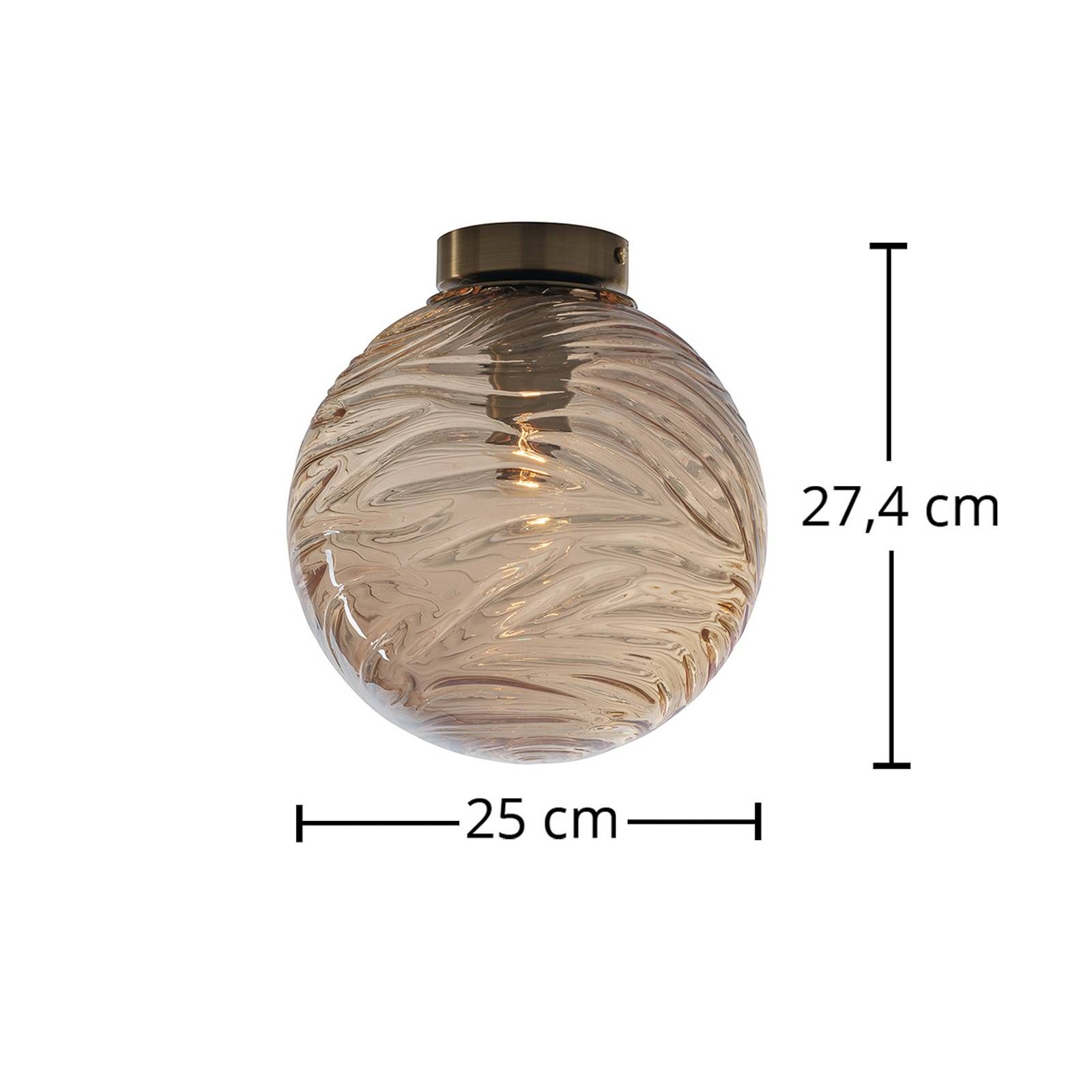 Eco-Light Stropné svietidlo Nereide, sklo bronz, Obývacia izba / jedáleň, sklo, kov, E27, 60W, K: 27.4cm