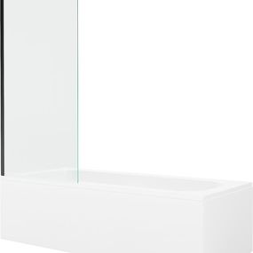 MEXEN/S - Vega obdĺžniková vaňa 180 x 80 cm s panelom + vaňová zástena 80 cm, transparent, čierna 550118080X9508000070