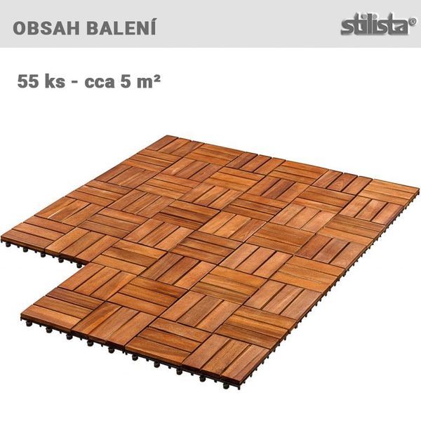 STILISTA drevené dlaždice, mozaika 4 x 3 , agát, 5 m², 55 ks