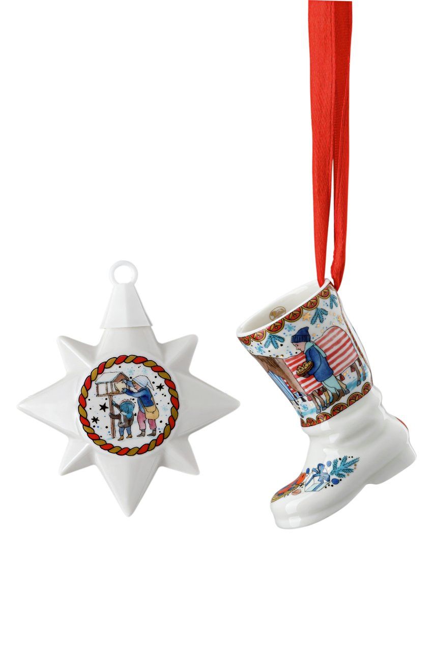 Rosenthal Vianočná súprava porcelánová mini hviezda a mini topánka, Vianočné darčeky, limitovaná séria 02481-727355-28622