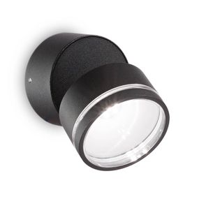 Ideallux Ideal Lux Omega Round nástenné LED 4 000K čierna, Chodba, hliník potiahnutý práškom, sklo, 7W