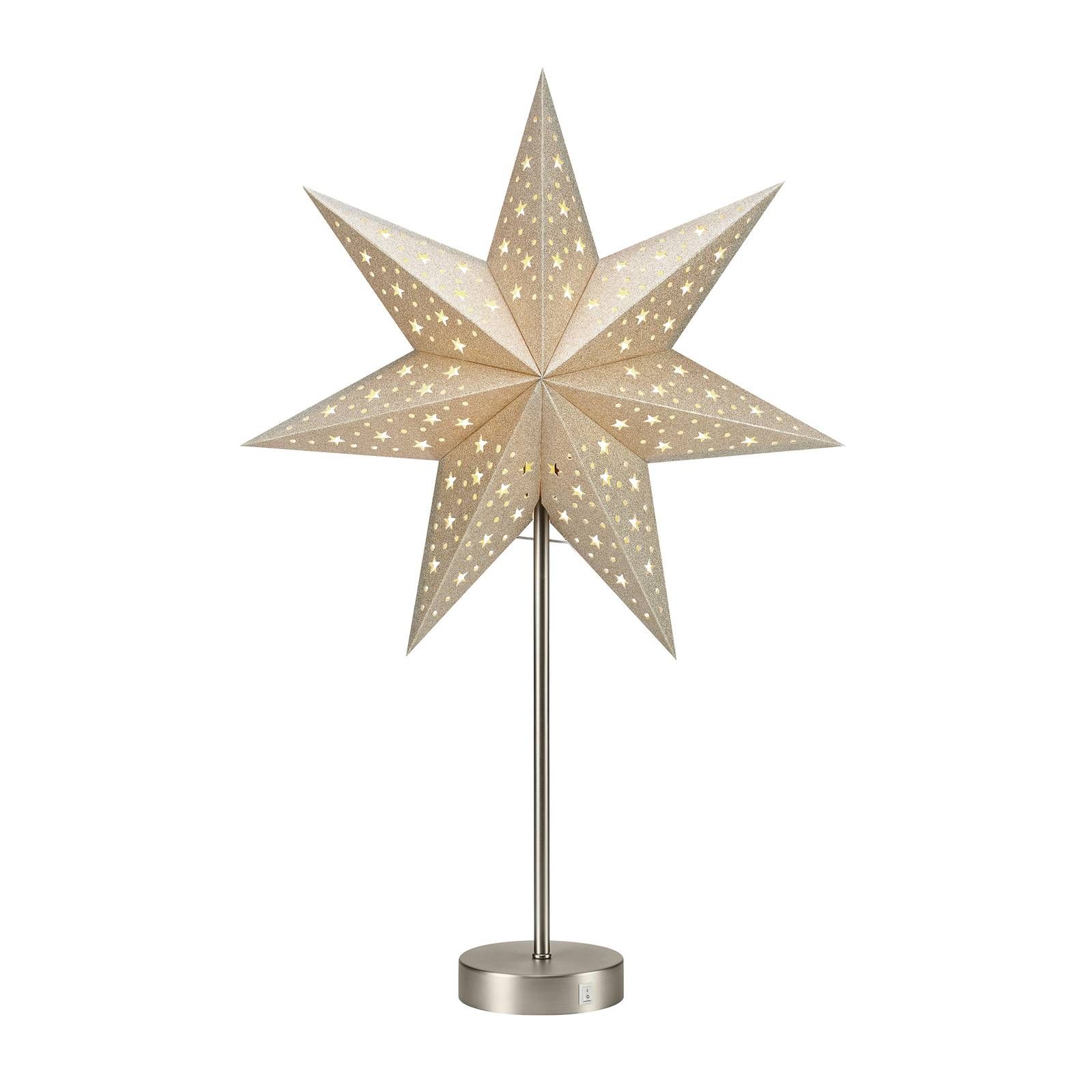 Markslöjd Stojaca LED hviezda Mathilda zlatá na batérie, Obývacia izba / jedáleň, papier, oceľ, 0.06W, K: 68cm