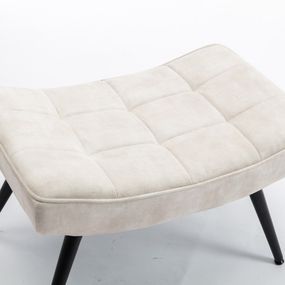 Estila Dizajnová moderná taburetka Scandinavia s bielym krémovým čalúnením a čiernymi nohami z kovu 54cm