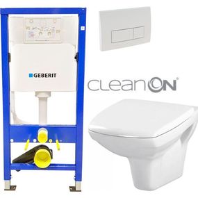 GEBERIT DuofixBasic s bielym tlačidlom DELTA51 + WC CERSANIT CLEANON CARINA + SEDADLO 458.103.00.1 51BI CA1