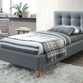 TENERIFFE čalúnená posteľ 90 x 200 cm, šedá, dub