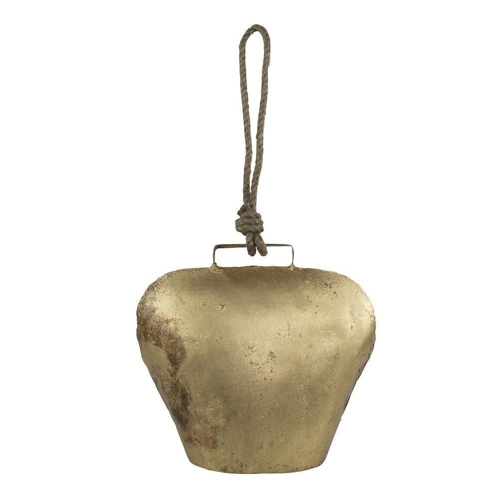 Zlatý kovový zvonček v tvare kravského zvonu - 45 * 28 * 24cm