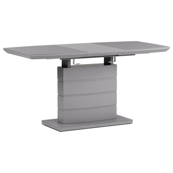 Autronic Jedálenský stôl 110+40x70 cm, sivá 4 mm sklenená doska, MDF, sivý matný lak - HT-420 GREY