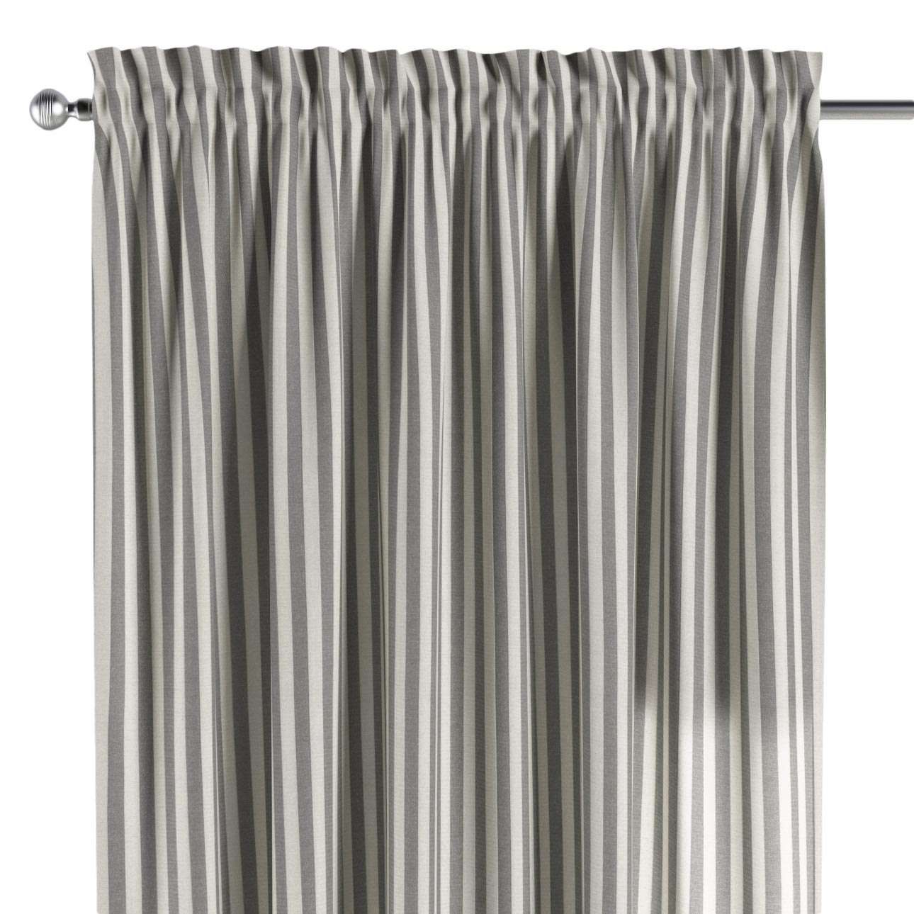Dekoria Záves s navliekacou riasiacou páskou, sivo-biele prúžky, 130 × 260 cm, Quadro, 136-12