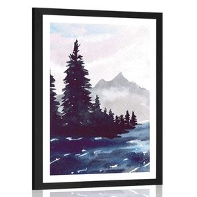 Plagát s paspartou umelecká krajina - 30x45 black