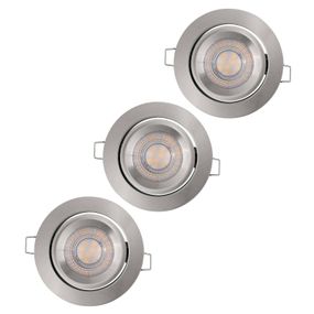 LEDVANCE Simple Dim bodové LED svetlá, 3 ks, nikel, Obývacia izba / jedáleň, hliník, 4.9W, K: 2.75cm