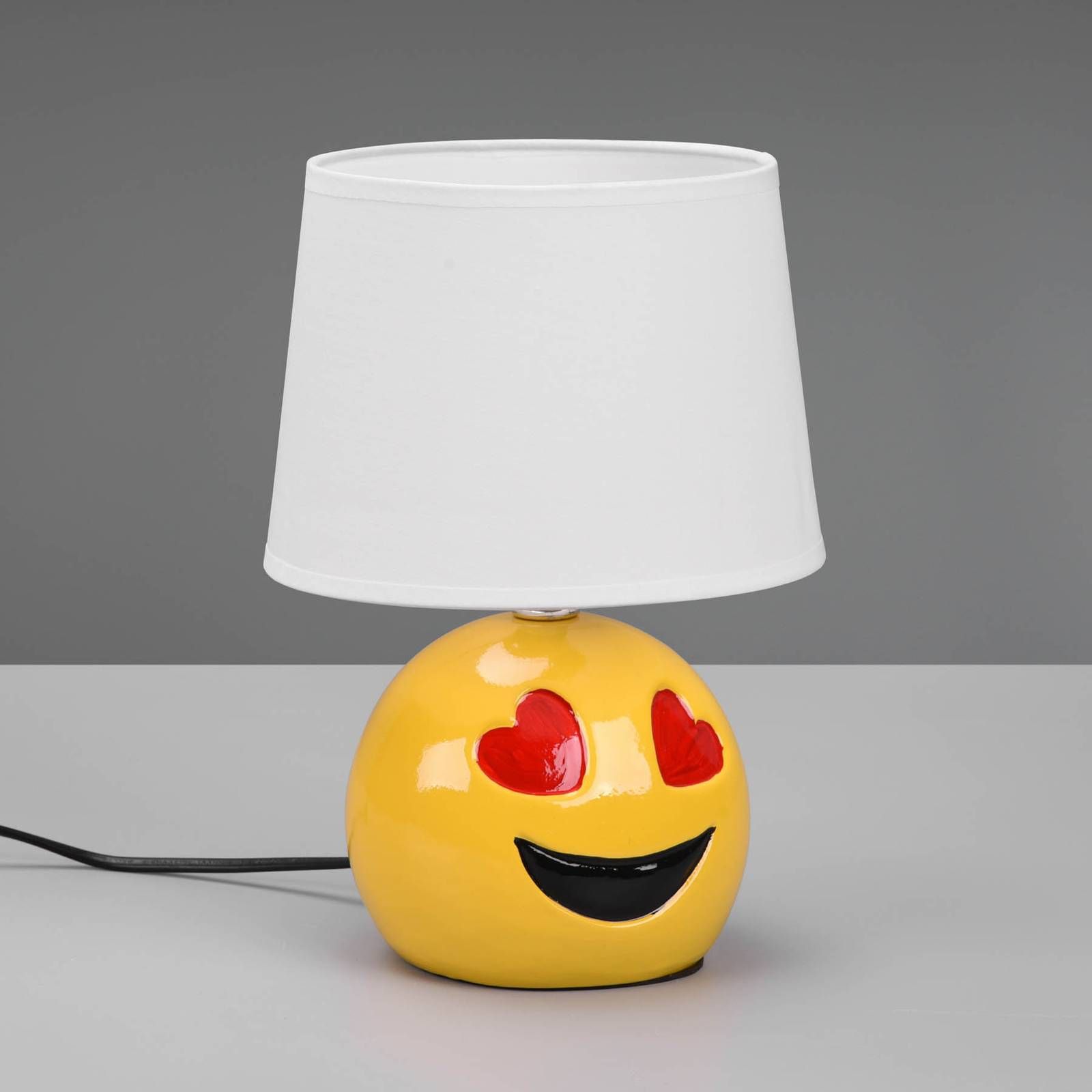 Reality Leuchten Stolová lampa Lovely so Smiley, látka, biela, Detská izba, keramika, textil (bavlna, polyester), E14, 10W, K: 26cm