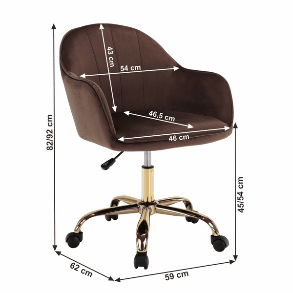 Kancelárske kreslo,  Velvet látka hnedá/gold chróm zlatá, EROL