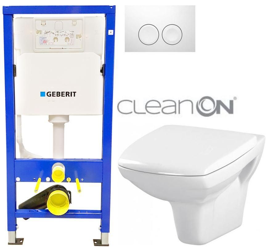 GEBERIT DuofixBasic s bielym tlačidlom DELTA21 + WC CERSANIT CLEANON CARINA + SEDADLO 458.103.00.1 21BI CA1