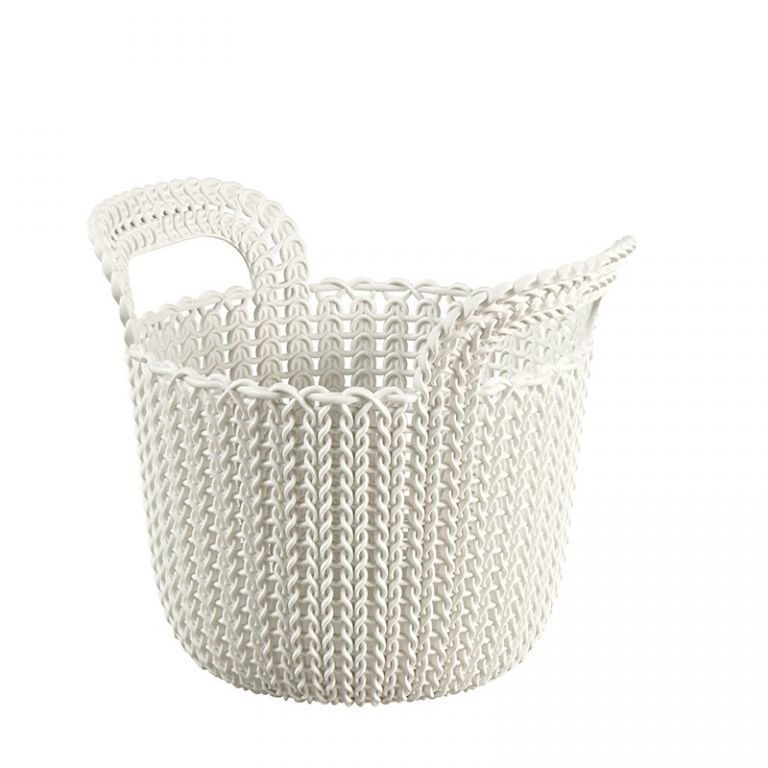 kulatý košík KNIT 3L - krémový