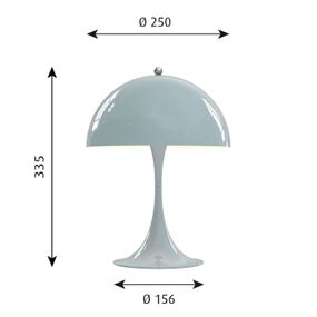 Louis Poulsen Panthella Mini LED lampa stôl, modrá, Obývacia izba / jedáleň, akryl, hliník, 10W, K: 33.5cm