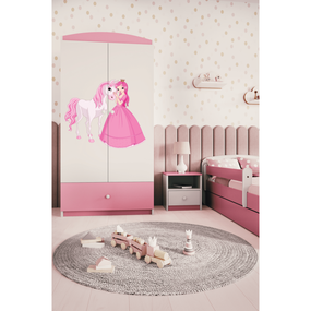 Dětská skříň Babydreams 90 cm princezna a poník růžová