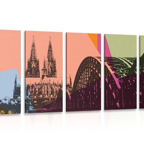 5-dielny obraz digitálna ilustrácia mesta Kolín