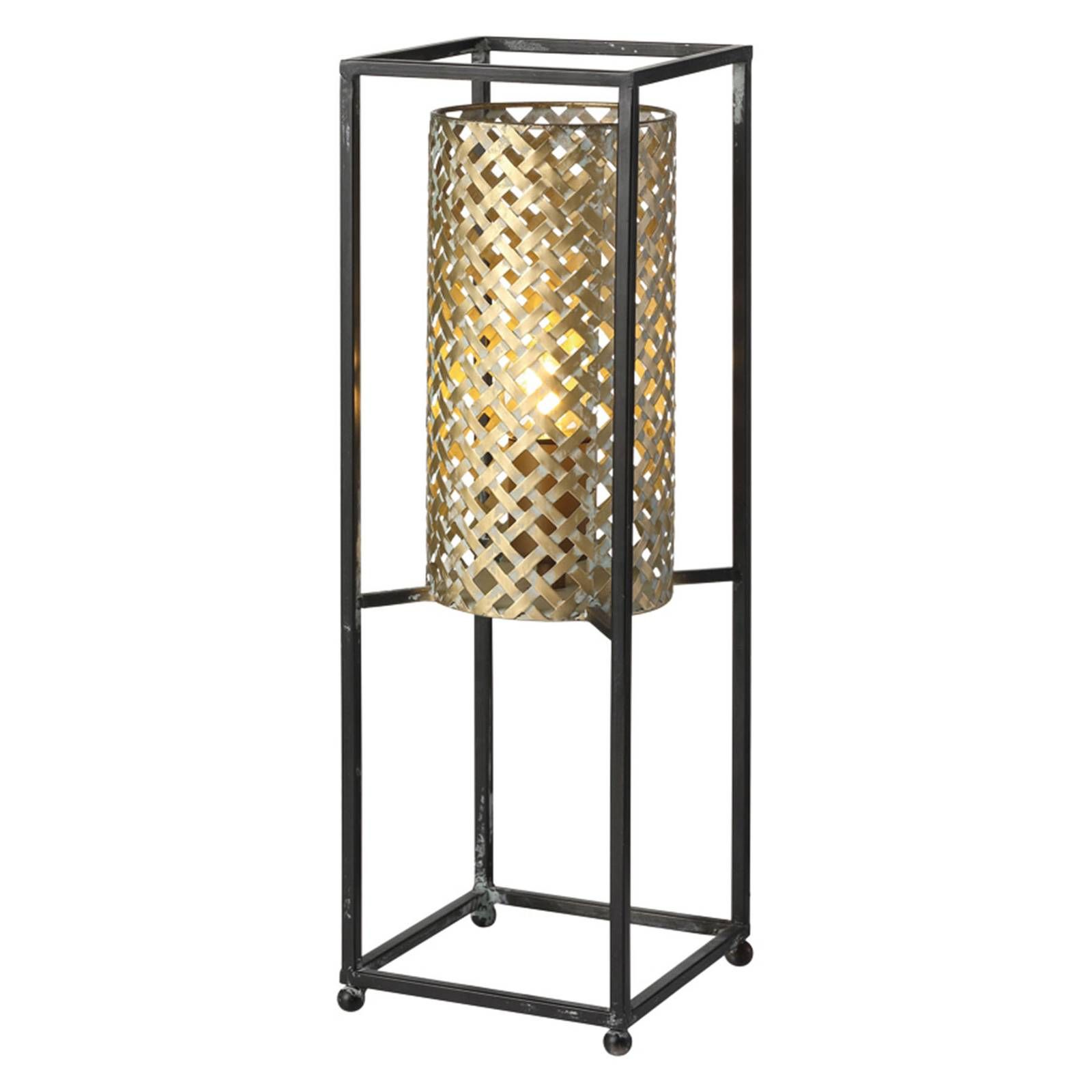 Freelight Stolná lampa Petrolio, čierna/zlatá, výška 47 cm, Obývacia izba / jedáleň, kov, E27, 40W, P: 15 cm, L: 15 cm, K: 47cm