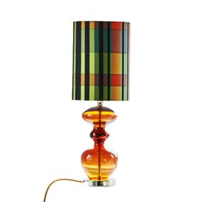 EBB & FLOW Futura M stolová lampa hrdzavá/banarasi, Obývacia izba / jedáleň, sklo, kov, hodváb, bavlna, E27, 25W, K: 81cm