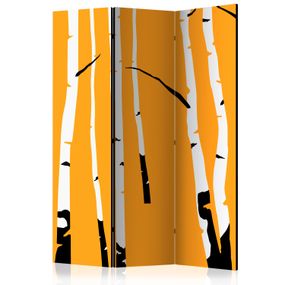 Artgeist Paraván - Birches on the orange background [Room Dividers]