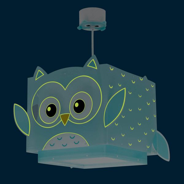 Dalber Little Owl závesné svietidlo s motívom sovy, Detská izba, plast, E27, 15W, P: 33 cm, L: 24 cm, K: 24cm