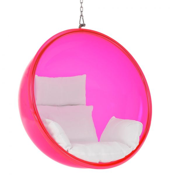 Závesné kreslo bubble typ 1 - ružová/strieborná/biela