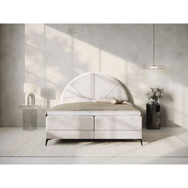 Béžová boxspring posteľ s úložným priestorom 180x200 cm Sunset – Cosmopolitan Design
