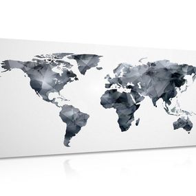 Obraz na korku polygonálna mapa sveta v čiernobielom prevedení - 120x60