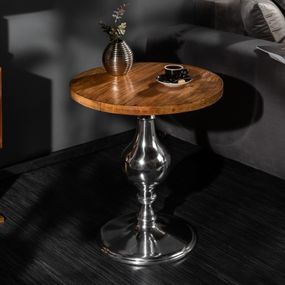 Estila Okrúhly príručný dizajnový stolík z masívu Tyne 60cm