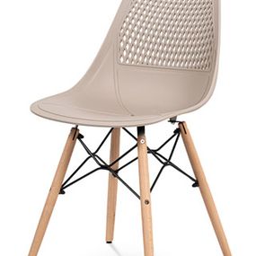 Autronic Jedálenská stolička, cappuccino plast, masiv prírodný buk, kov čierny CT-521 CAP