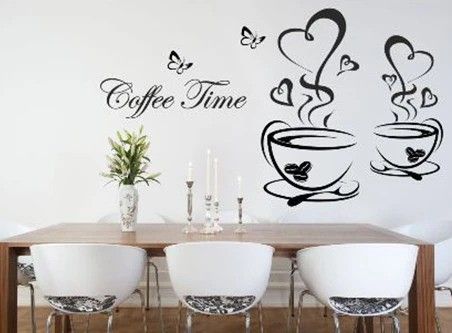 DomTextilu Nálepka na stenu do kuchyne čas na kávu 50 x 100 cm