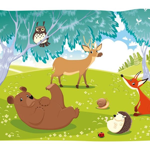 Samolepiaca tapeta lesné zvieratká - Funny animals - 196x140