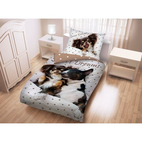 Halantex · Bavlnené posteľné obliečky psíkovia Papillon a Bulteriér - 100% bavlna - 70 x 90 cm + 140 x 200 cm