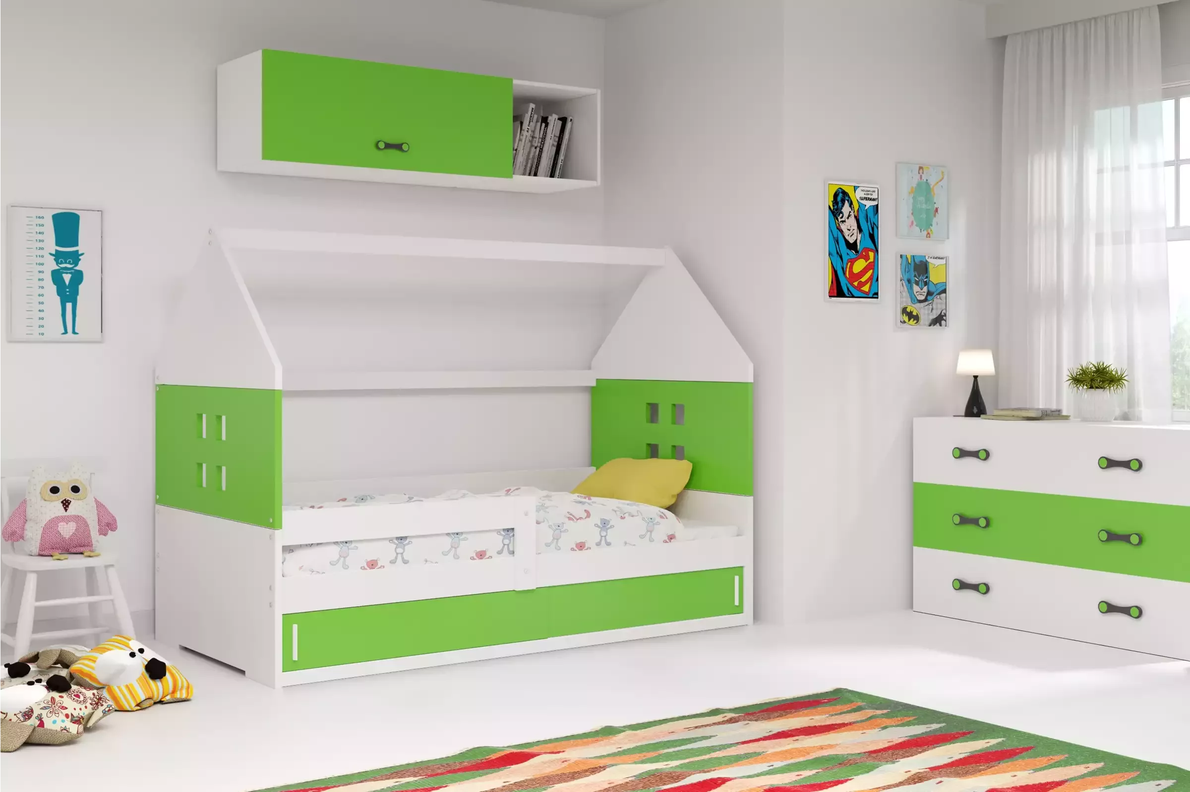 Domčeková posteľ DOMI 160x80cm - Biela - Zelená