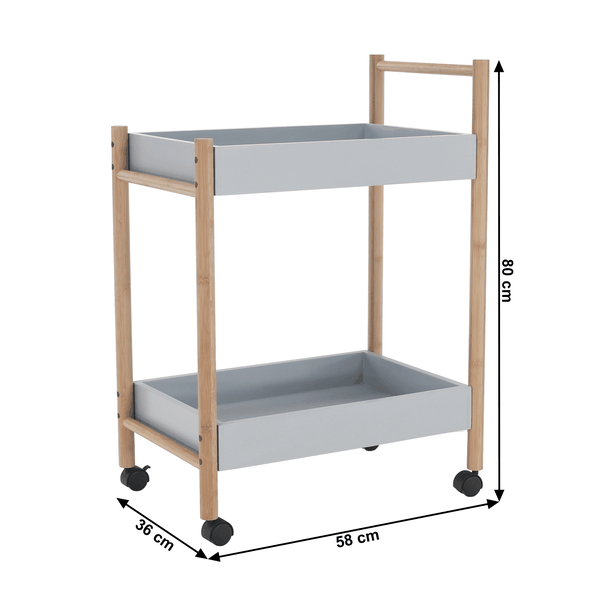 Servírovací vozík, sivá/prírodná, SERYL