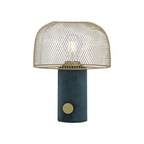 Dizajnová stolná lampa zelená so zlatou a stmievačom - Gomba