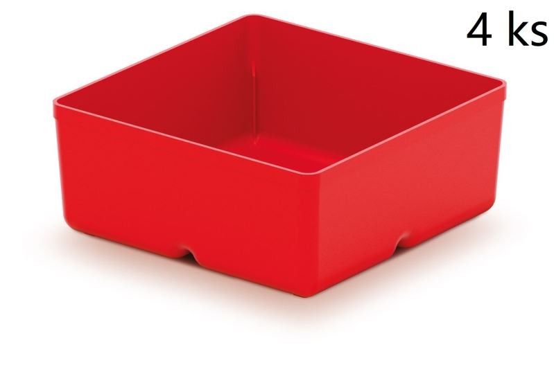Set 4 plastových boxov na náradie Unite box 11x11x11,2 cm červený